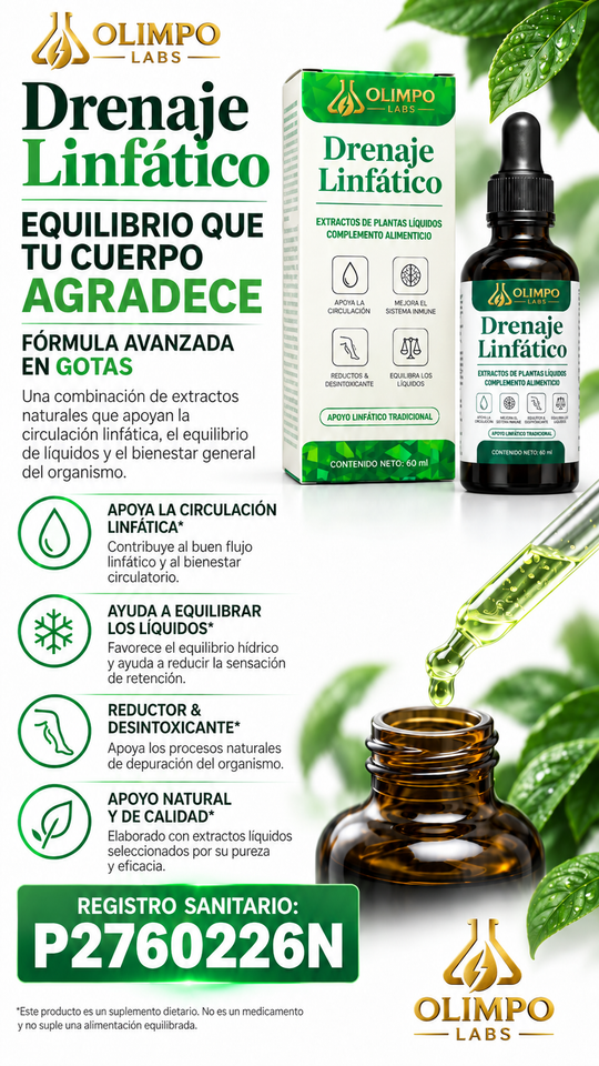 DRENAJE LINFÁTICO OLIMPO LABS EXTRACTOS DE PLANTAS LÍQUIDOS 60 ML